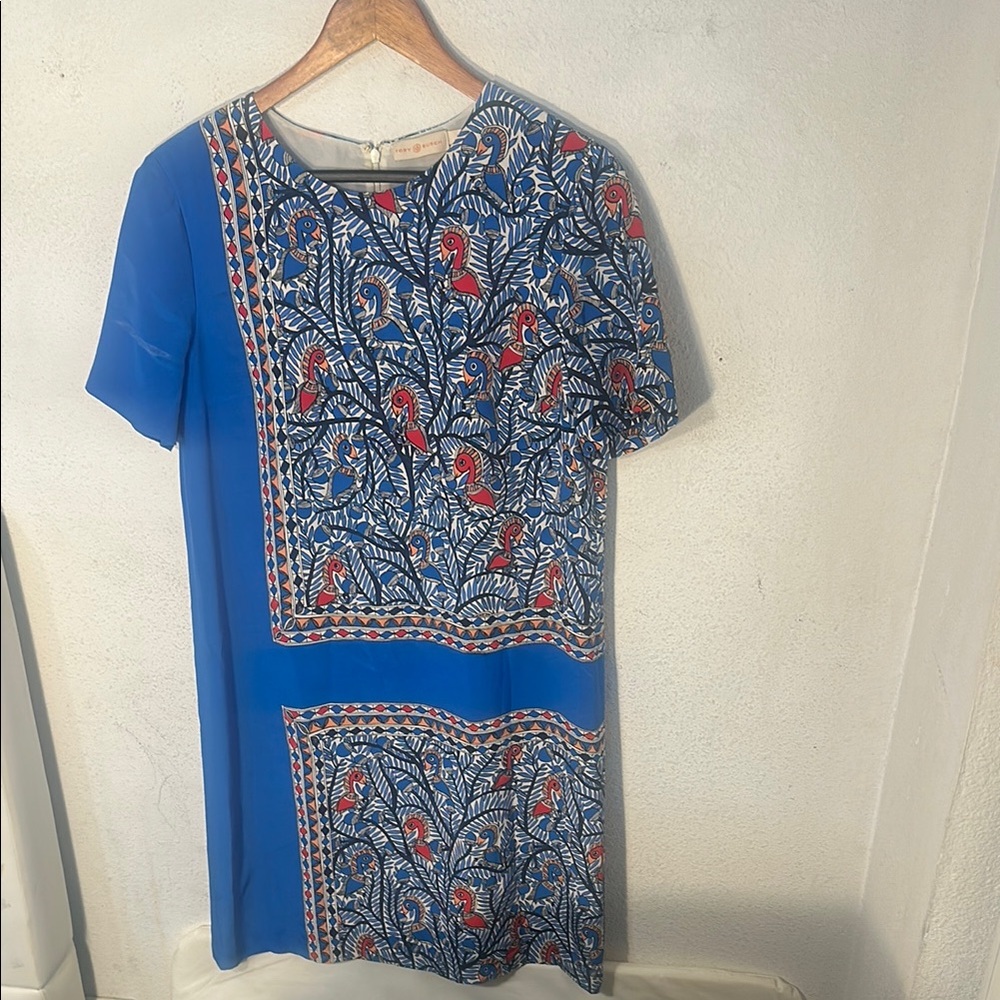Tory Burch Blue Asymmetrical Sheath Dress